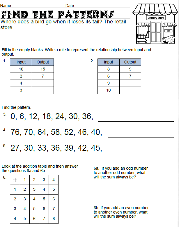 Find The Patterns Worksheet Educational Resource